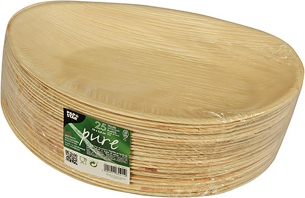 Papstar Palmblatt pure Teller oval 260x170x25 mm 25 Stück Produktbild 