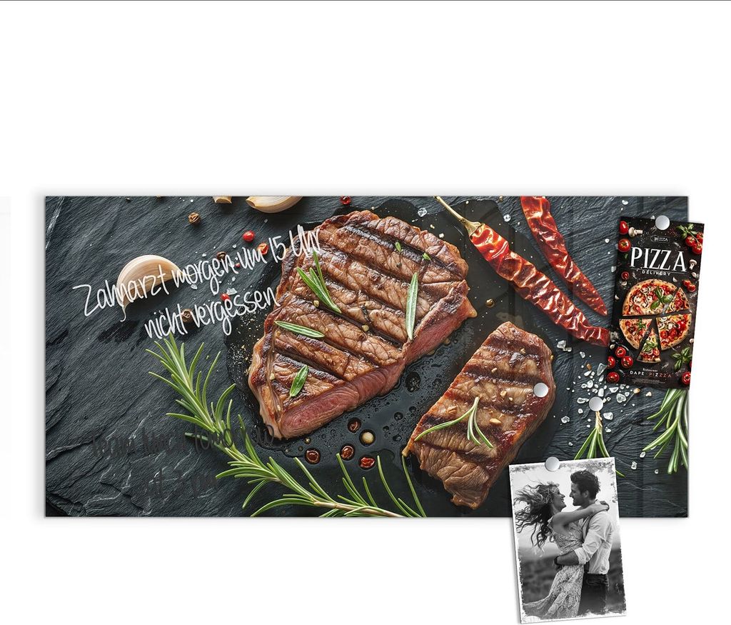 Magnettafel 100x50cm Pinnwand Whiteboard beschreibbar - Gegrilltes Steak