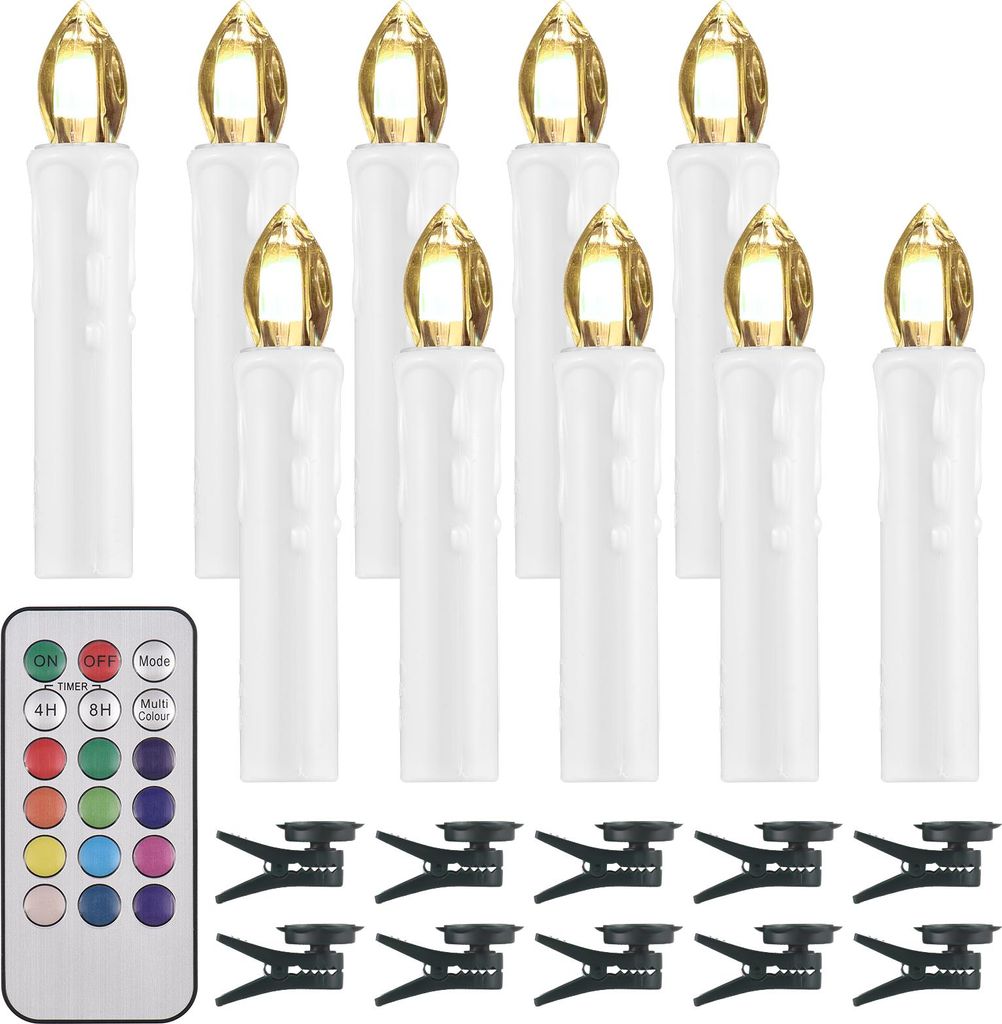 10 Pack flammenlose Kerzen mit Fernbedienung und Clip Helligkeit einstellbar flackernde Led Kerzen batteriebetriebene elektrische schnurlose gefäl...