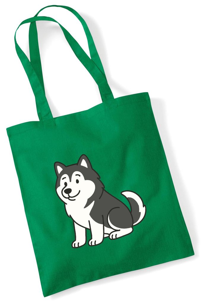 Huuraa Jutebeutel Alaskan Malamute Comic Mali 10 Liter Kelly Green Baumwolle Tasche Geschenkidee