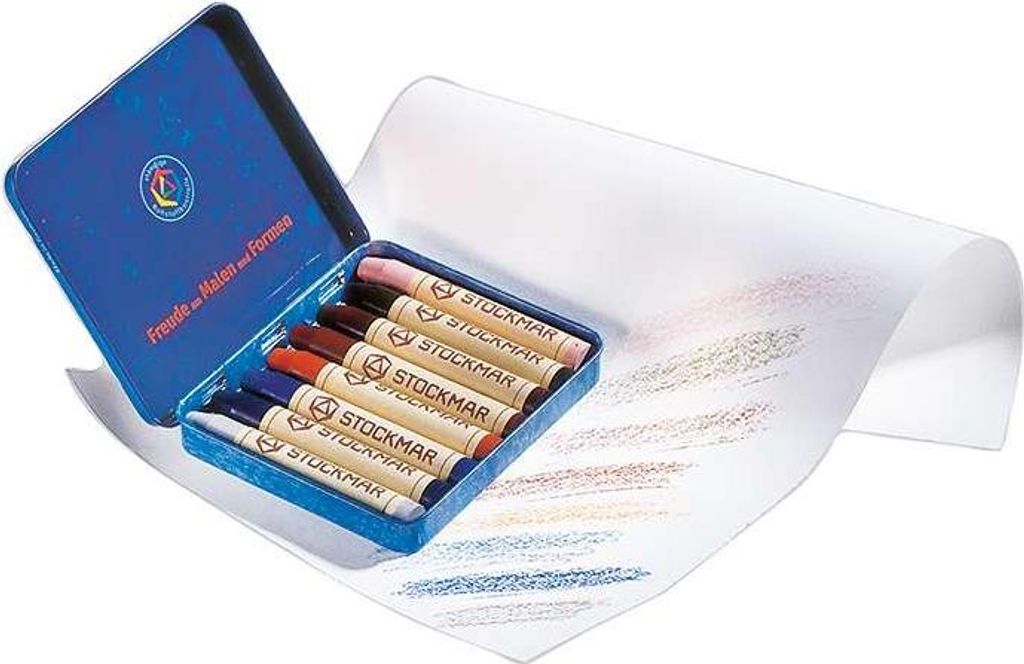 Stockmar Wachsmalstifte Set 8 Farben Bienenwachs für Kinder und Kunst