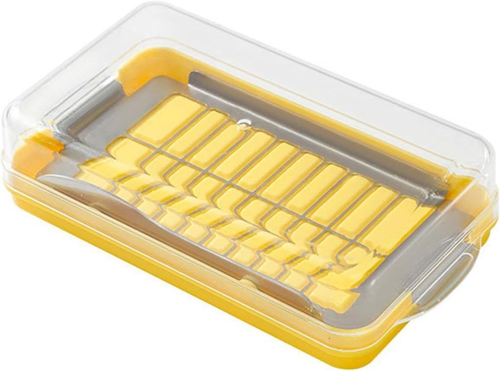 Butterschneideschachtel, 304 Edelstahl transparent mit Deckel, Butterschneideschachtel und integrierte Buttergabel(19.45*10.65*7.7cm)