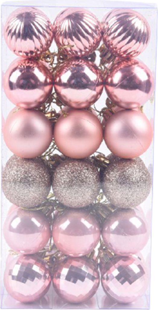 36pcs Weihnachtsbällchen Shatterproof Anti-Deform Plastik dekorativ glänzender Glitzer Weihnachtsbällchen für Zuhause-Roségold