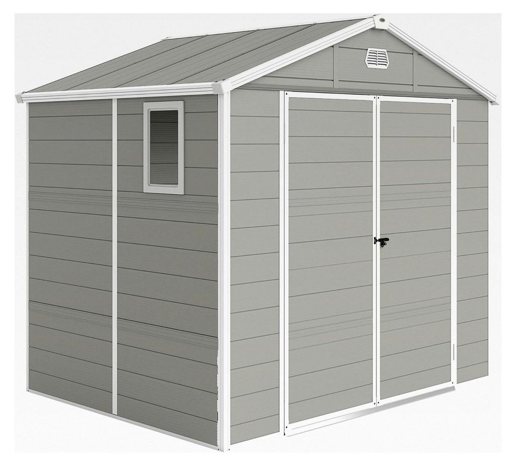 Gerätehaus 4,1m², Geräteschuppen mit Satteldach, 240 x 190 x 228 cm, Kunststoff Gartenchuppen mit abschließbarer Tür, Belüftungsöffnung, Fen...