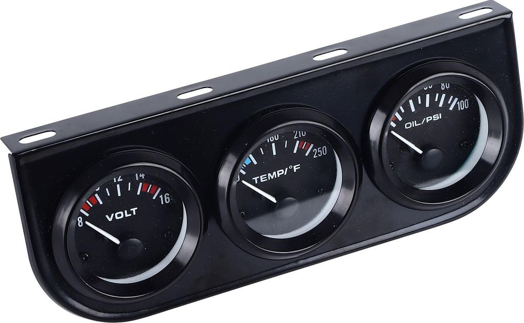 3-in-1-Auto-Dreifachanzeige-Kit, multifunktionales mechanisches Voltmeter, Wassertemperatur-Öldruckmesser für DC12V-Autos