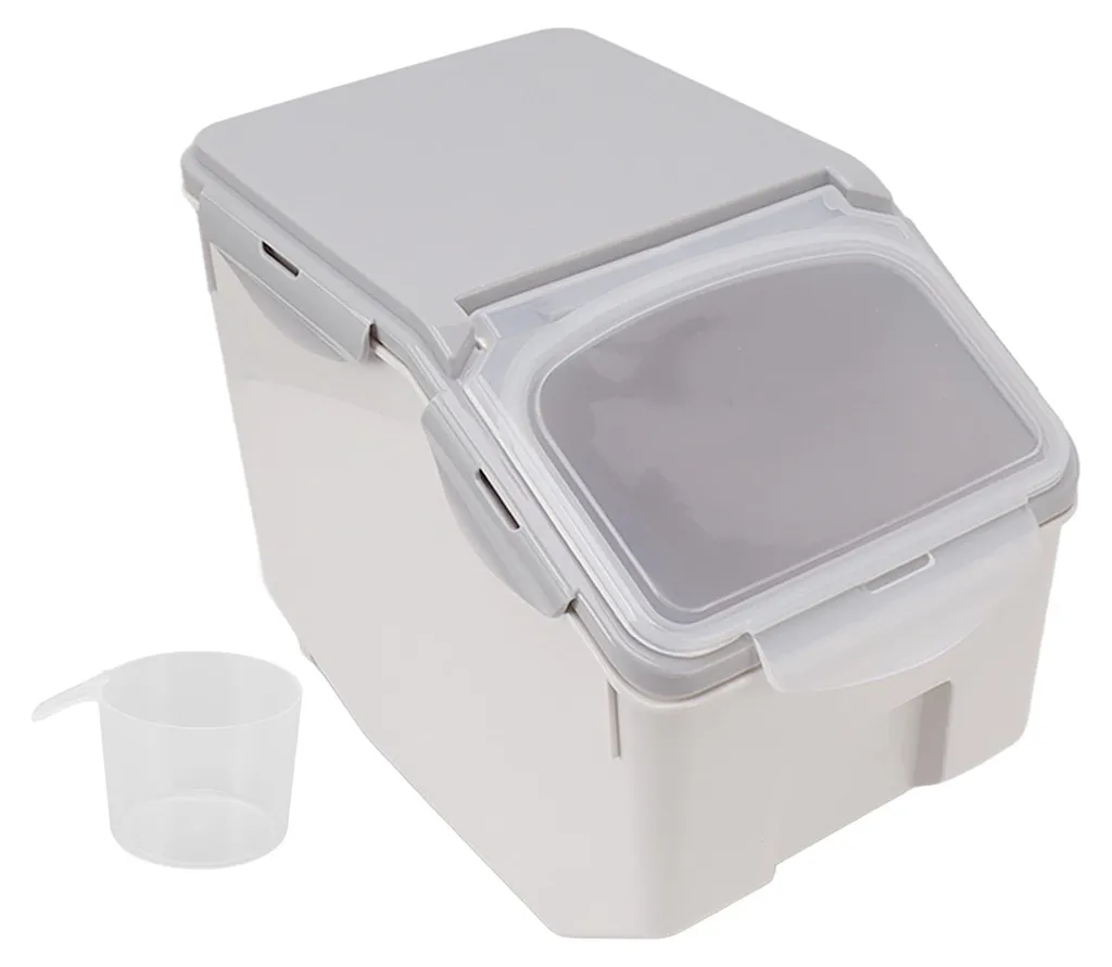 Boîte de rangement étanche pour riz et céréales 10 kg en plastique gris