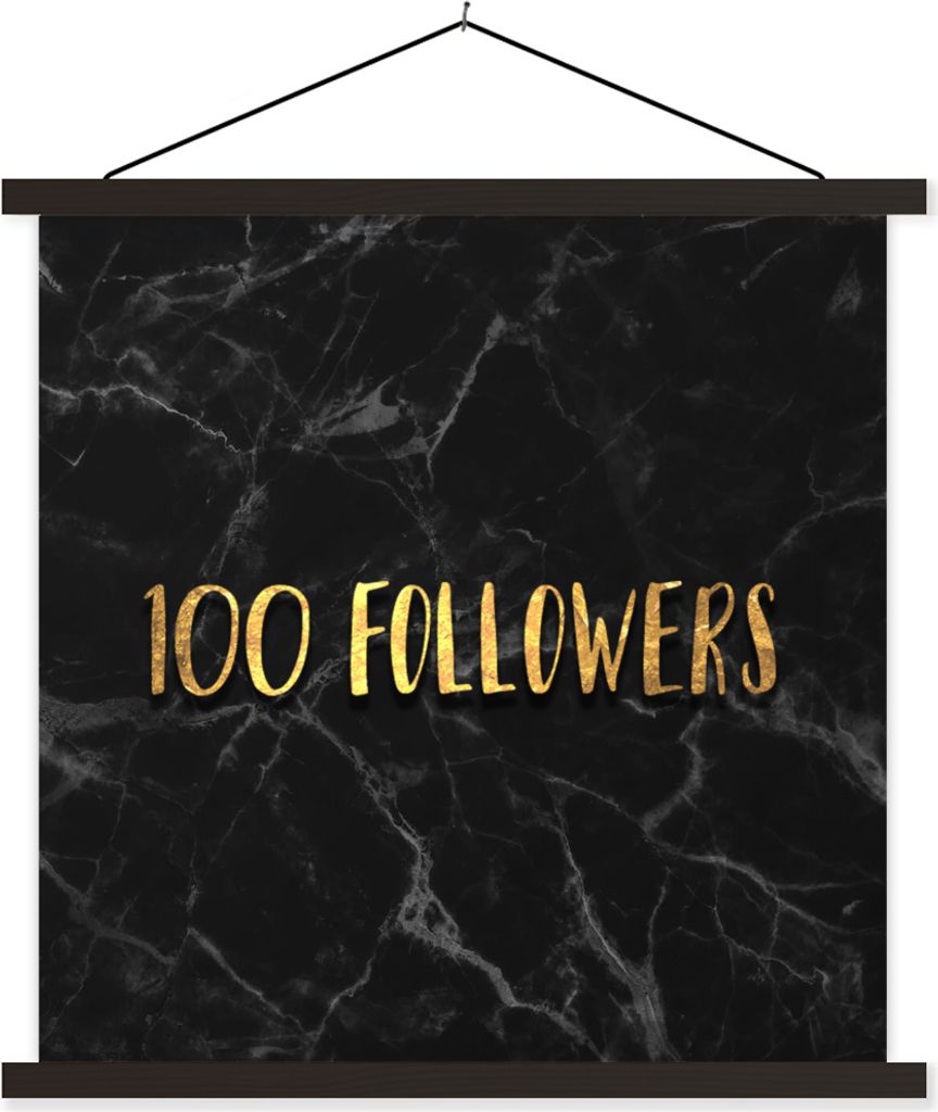 MuchoWow Textilposter Soziale Medien - Instagram - Gold - Marmor 120x120 cm mit schwarzem Rahmen - Aufhängungsset