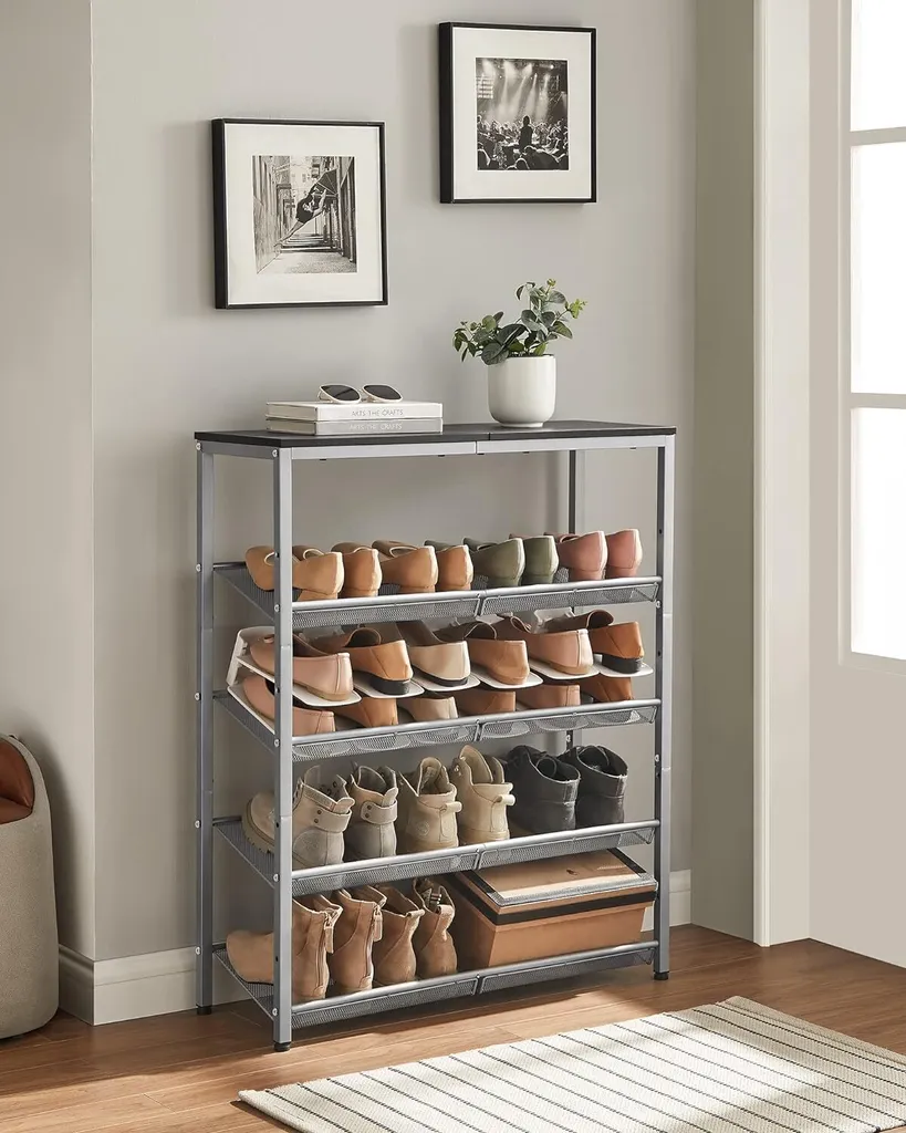 Solution Gain de Place : Étagère à Chaussures 5 Niveaux Métal Modulable - 8