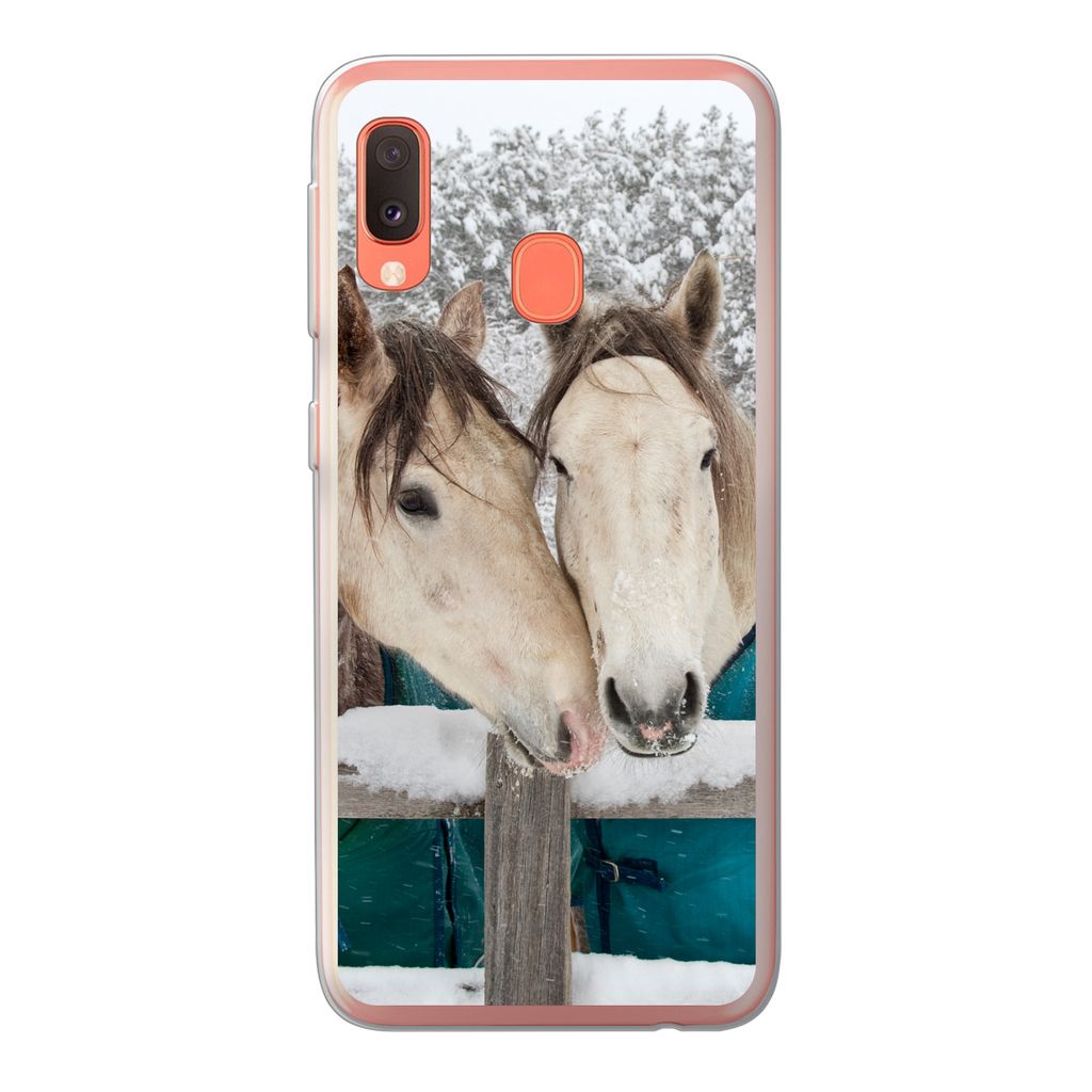 MuchoWow Handyhülle Schutzhülle Hülle für Samsung Galaxy A20e Pferde - Decke - Schnee Silikon Softcase Handy Hülle - Abdeckung