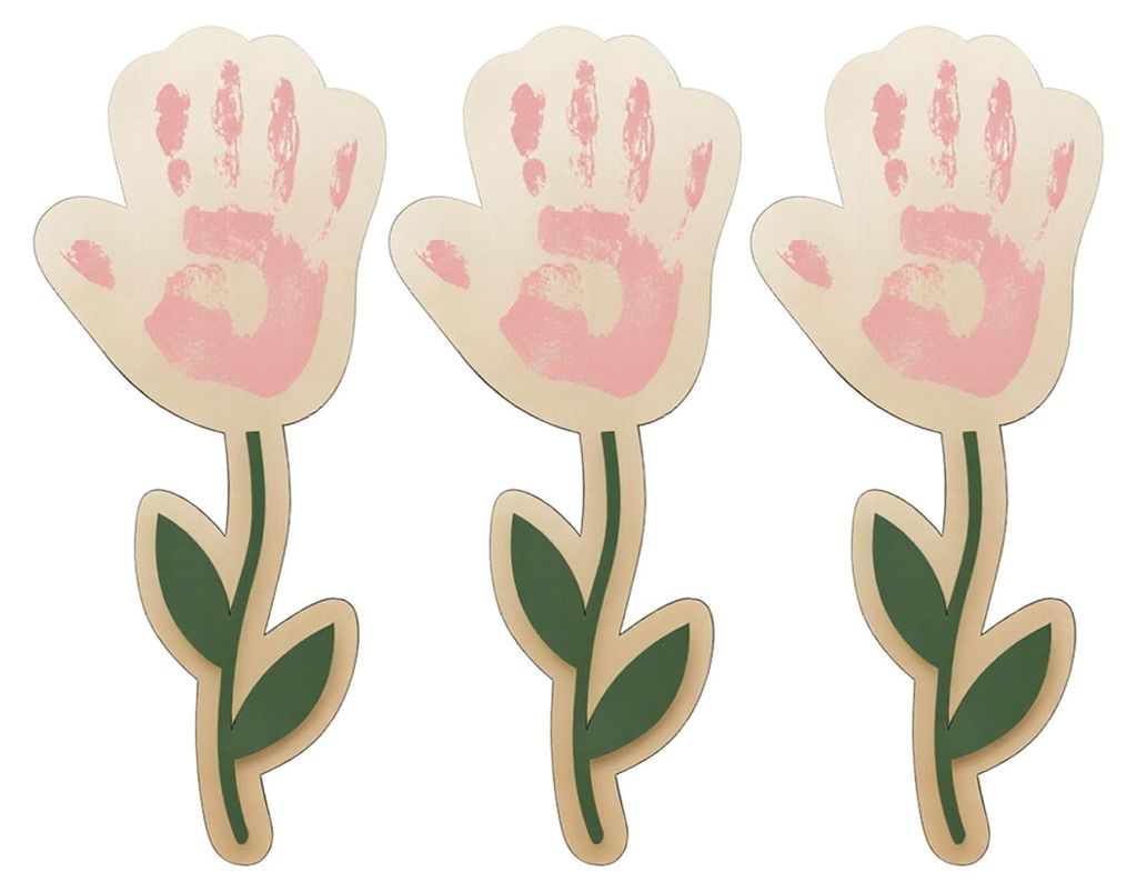 Selbstgemachte Muttertags-Handabdruckkunst: Handabdrücke aus Holz, Rosenstrauß, Geschenkidee für Mama und Oma, Muttertags-Erinnerungsstück, Bas...