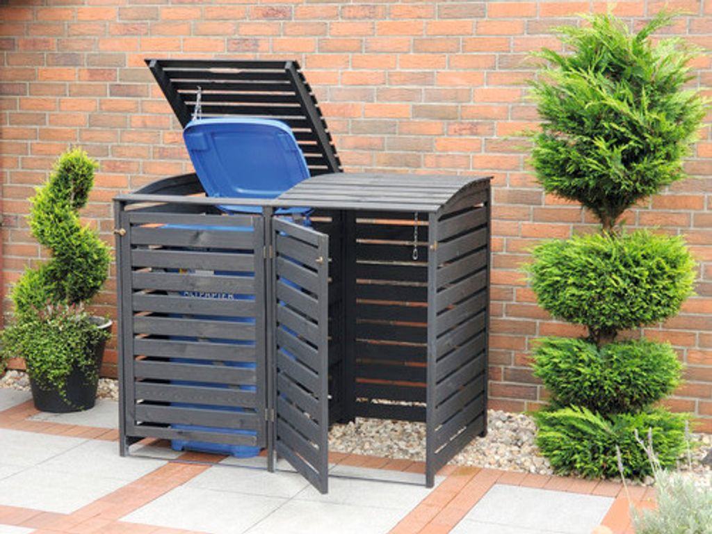Mülltonnenbox promadino Vario III für 2 Tonnen 148 x 92 x 122 cm anthrazit