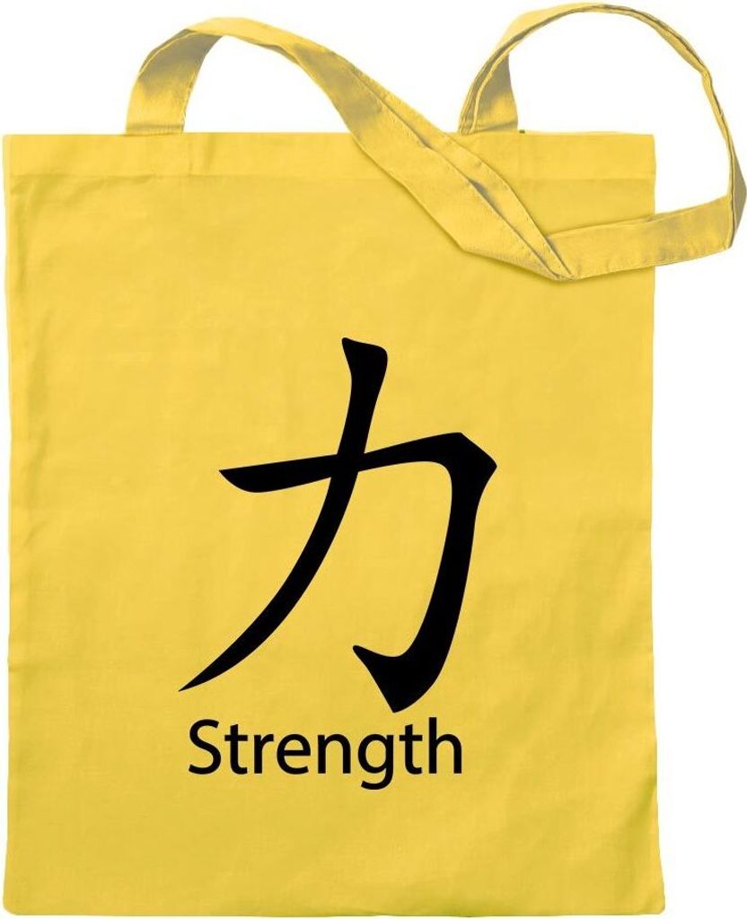 Kiwistar - Baumwolltasche - gelb - Strength - Tragetasche Stoffbeutel Umhängetasche langer Henkel