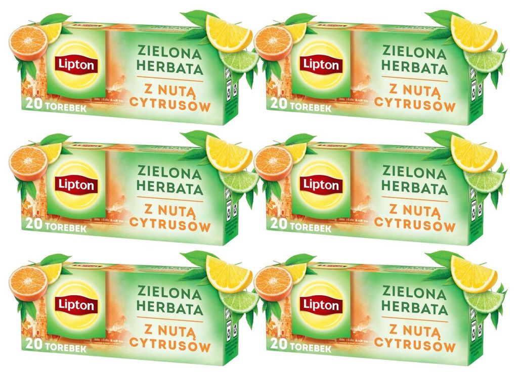 Lipton Grüner Tee Citrus 6x 20 Teebeutel - Grüntee mit Produktbild 