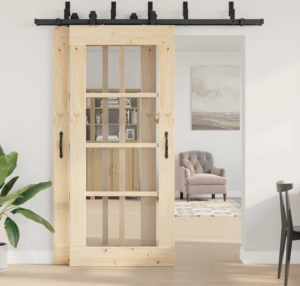 "Dezember-Aktion" Schiebetürbeschlag-Set 200 cm - Stahl Schwarz - Sonstiges Türzubehör LL1237