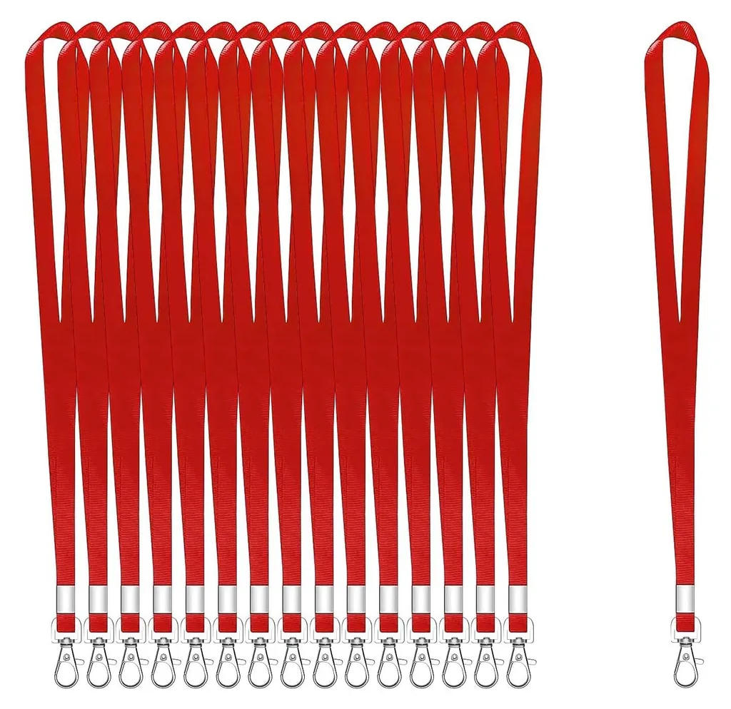 Cordons rouges pour badges d'événements - Pack de 50 avec clip métal