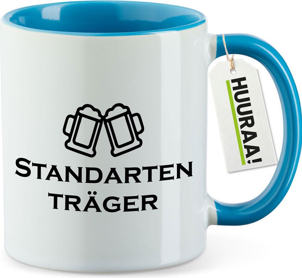 Huuraa Kaffeetasse Standartenträger Schützenfest 330ml Blau Keramik Kaffeebecher Geschenkidee