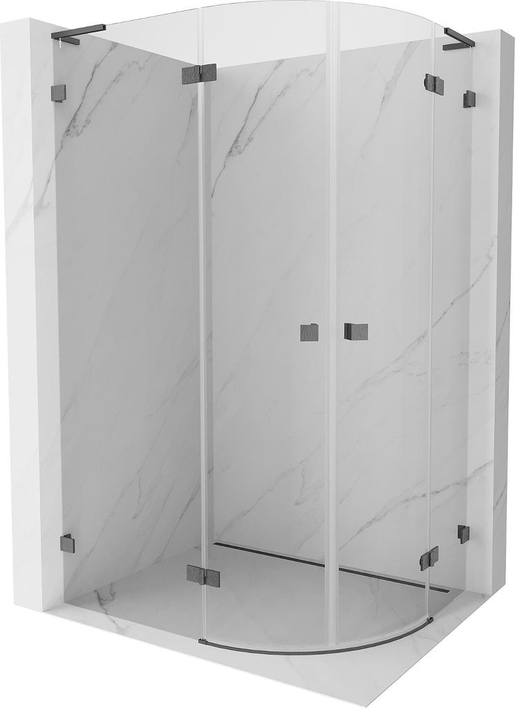 Mexen Lunar L Halbkreis-Duschkabine, schwenkbar, links, 100 x 90 cm, transparent, gebürstet Gun Gray - 833L-100L-090P-66-00