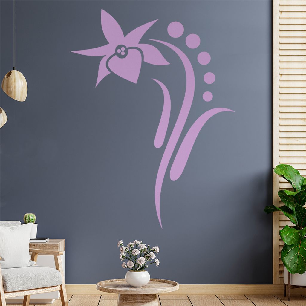 Blume - Linien Punkte Wandtattoo in 6 Größen - Wandaufkleber Wall Sticker - Dekoration, Küche, Wohnzimmer, Schlafzimmer, Badezimmer