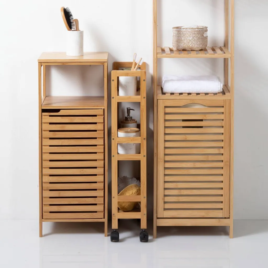 Rangement mobile gain de place - Chariot en bambou 3 niveaux pour studio - 7