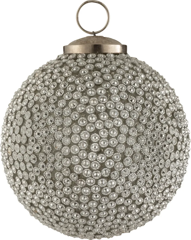 Boule de Noël en Verre Blanc Large J-Line pour Décoration Table et Sapin