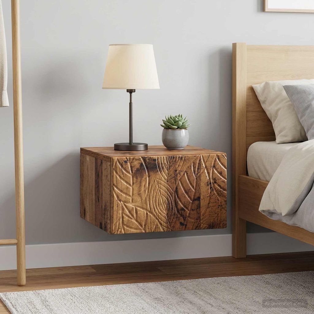 vidaXL Wandmontierter Nachttisch 2 Stk. Altholz 49 x 34,5 x Produktbild 