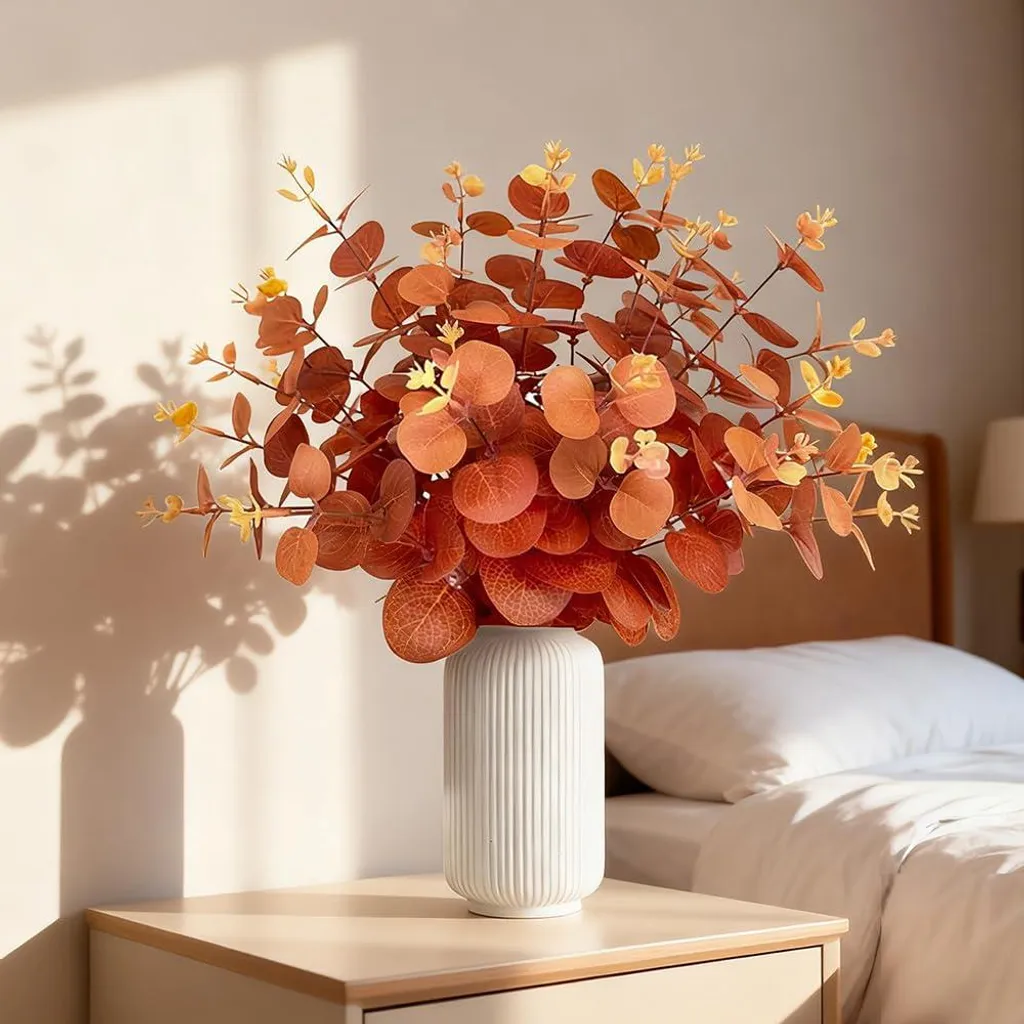 Fleurs d'Automne Artificielles : Eucalyptus Orange de 31 cm pour Maison