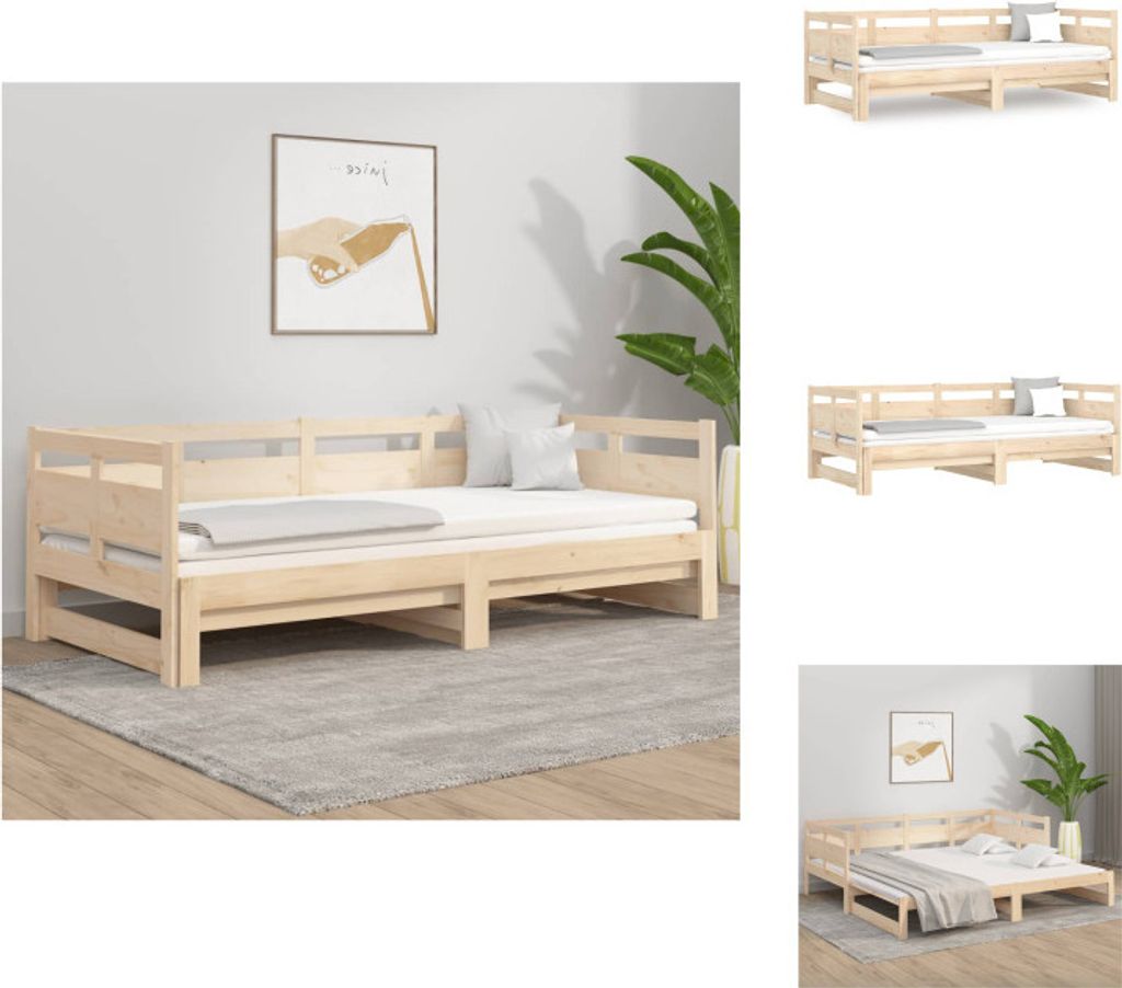 vidaXL Tagesbett Ausziehbar Massivholz Kiefer 2x(90x200) cm - Betten & Bettgestelle