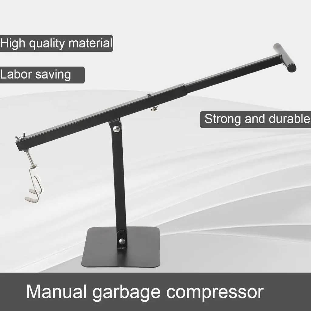 Compattatore di rifiuti - Manuale - 66 cm - Acciaio inox - Adatto per bidoni da 60-100 litri - Compattazione efficiente dei rifiuti - 2