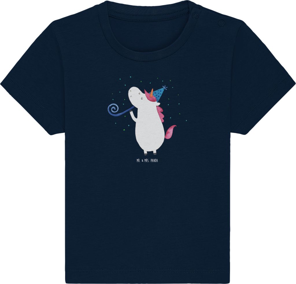 Mr. & Mrs. Panda T-Shirt Einhorn Party 12. - 18. Monat - French Navy - Geschenk, Baby Kurzarmshirt, Geburtstag, Babyshirt, Einhörner, Club, Organi...