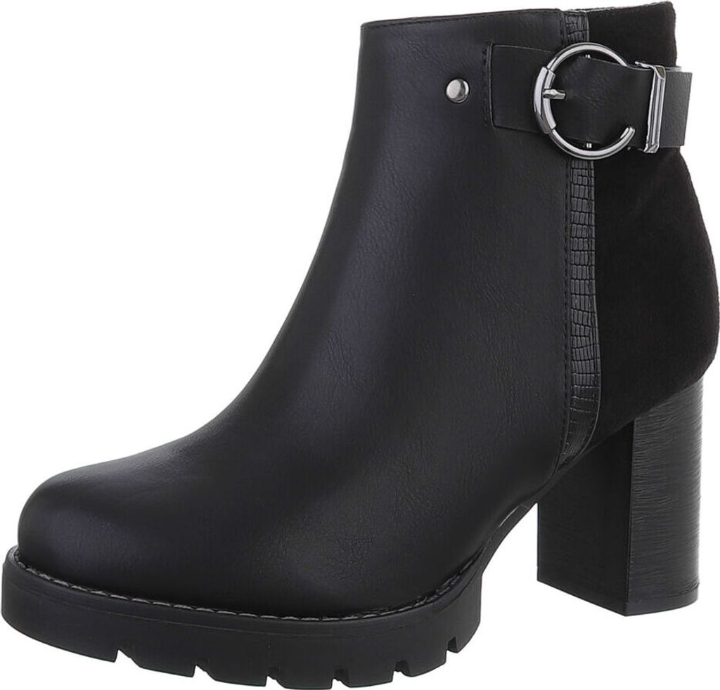Ital-Design Damen Stiefeletten Leicht gefüttert Wildlederoptik, Lederoptik High-Heel Stiefeletten 87740293 Schwarz Gr. 40
