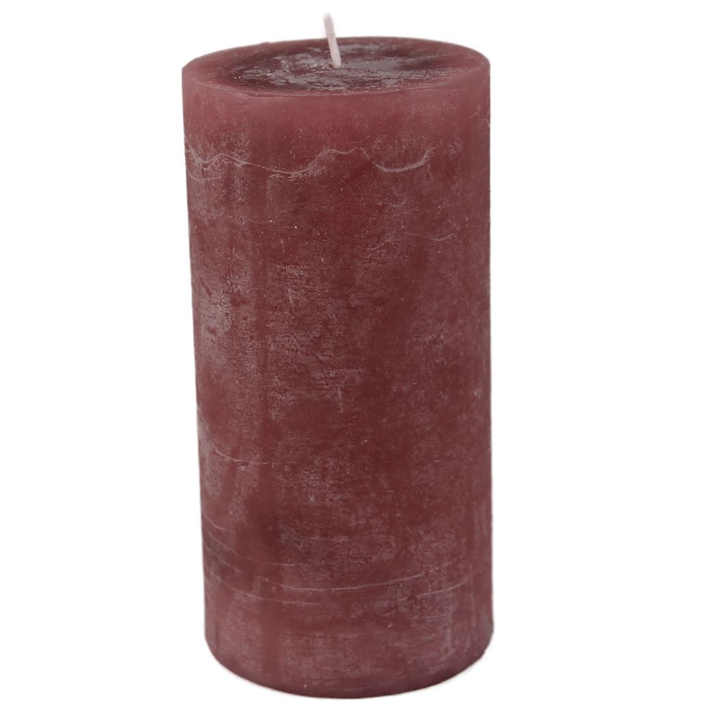 Stumpenkerze bordeaux durchgefärbte Kerze aus Paraffinwachs Höhe 8cm