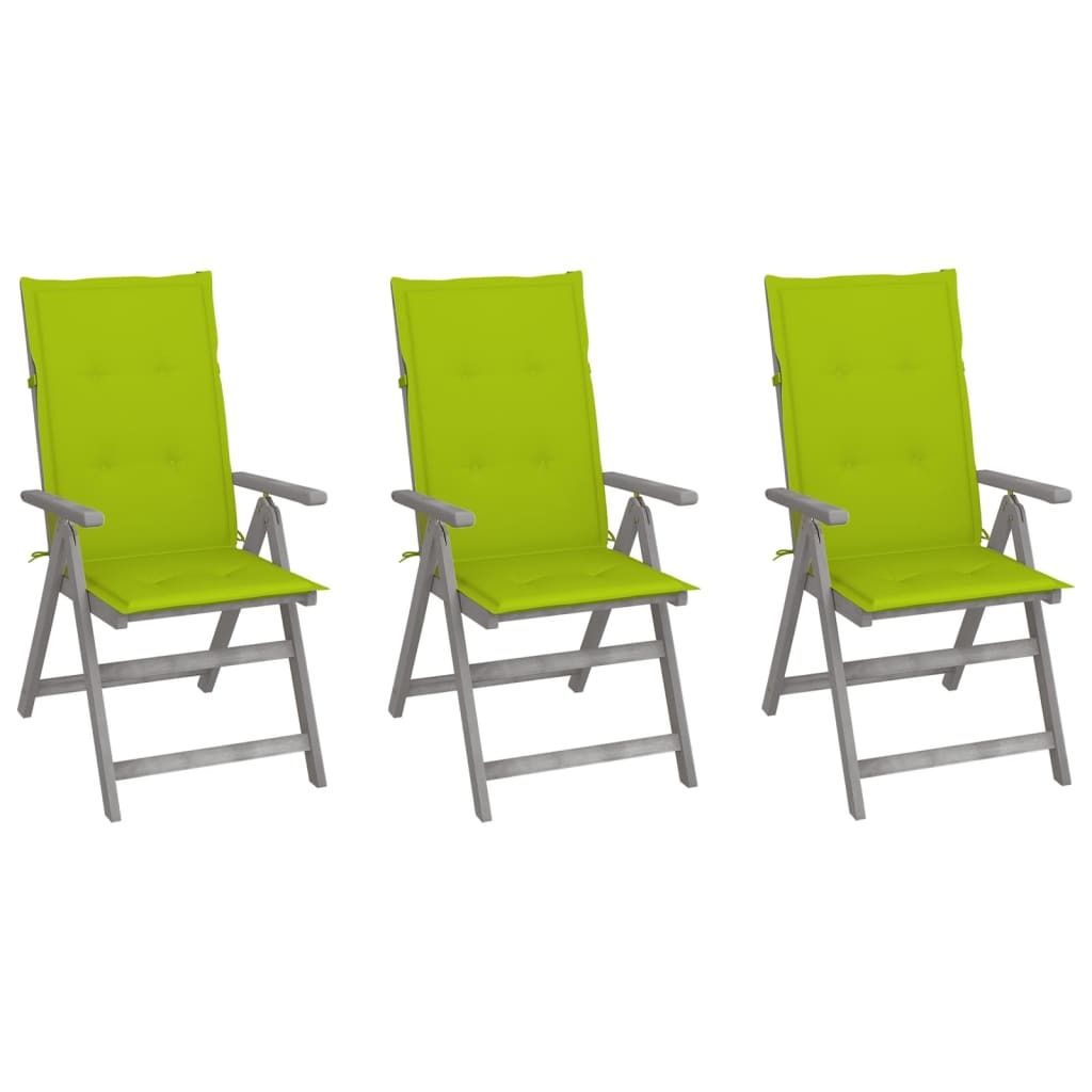 The Living Store Verstellbare Gartenstühle 3 Stk. mit Auflagen Massivholz Akazie
