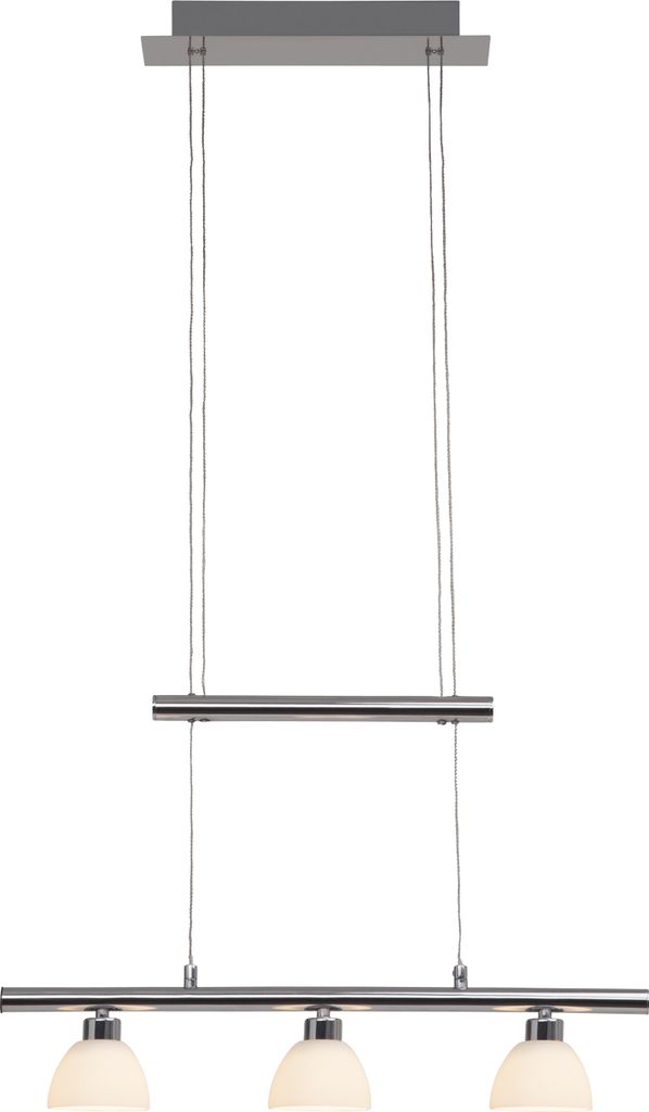 A product shot of a three-light pendant lamp.