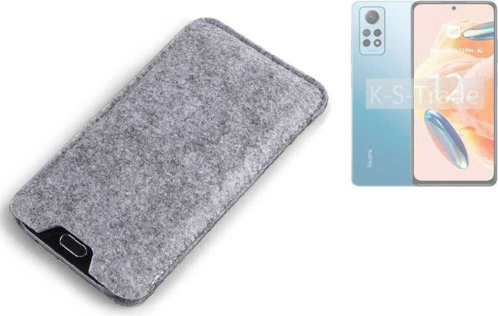K-S-Trade Filz Handyhülle kompatibel mit Xiaomi Redmi Note 12R Pro Schutzhülle Filztasche Filz Tasche Case Sleeve Handy Hülle Filzhülle grau