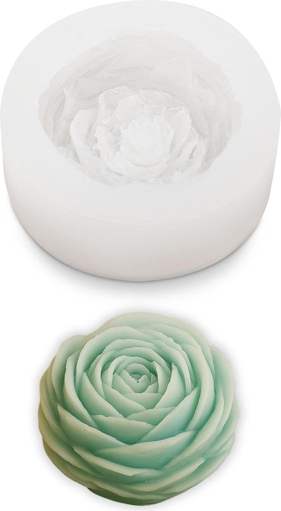Silikonform Blumenform, langlebig, flexibel, einfach entformbar, für Dekokerzen, Gussform 7,6x3cm, Fertigguss 5,8x2,4cm