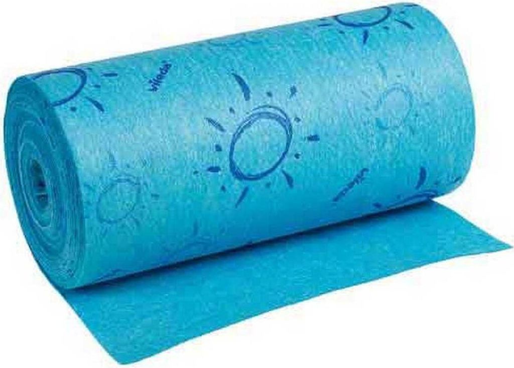 Vileda Microvezeldoek Quick n Dry, rol van 10 meter, blauw Productafbeelding 