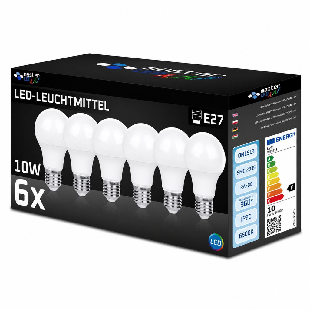 MasterLED, LED žárovka, patice E27, tvar A60, 10 W, 800 lm, Obrázek produktu 