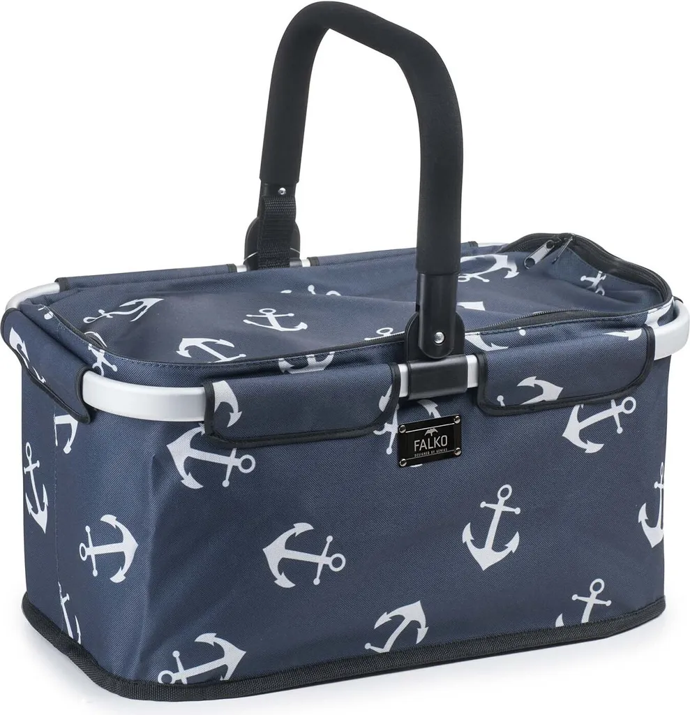 GENIUS Falko cestino per la spesa blu scuro con ancore
