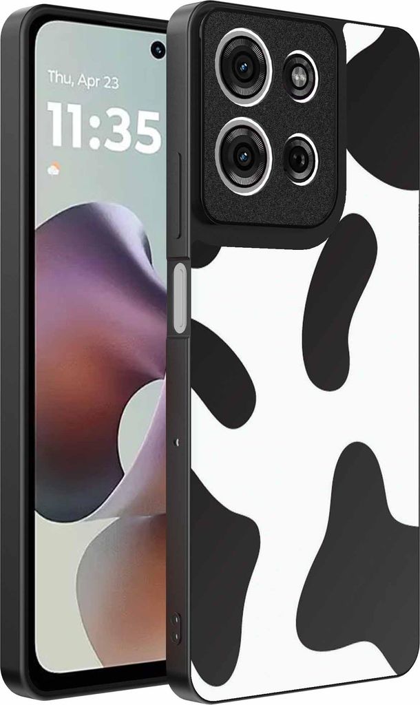 Geeignet für Motorola Moto G56 Telefon Fall mit Kuh Flicken drucken - TPU Backcover Fall mit Kuh Flicken Design - Smartphonica