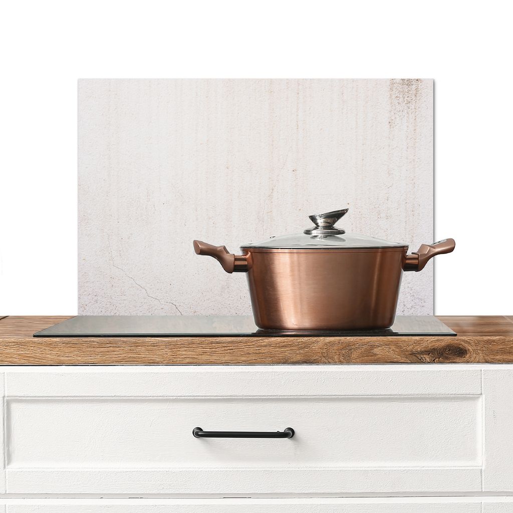 KitchenYeah Spritzschutz Küche - Küchenrückwand - Wandschutz für Herd und Spüle - Beton - Wand - Weiß 60x40 - Alu-Dibond (Alternative zum S...