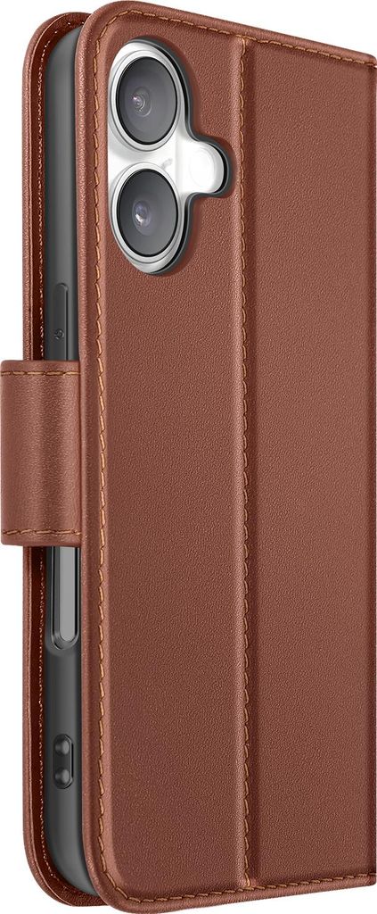 Avizar, Portemonnaie Etui iPhone 16 Premium Leder mit Standfunktion, Braun