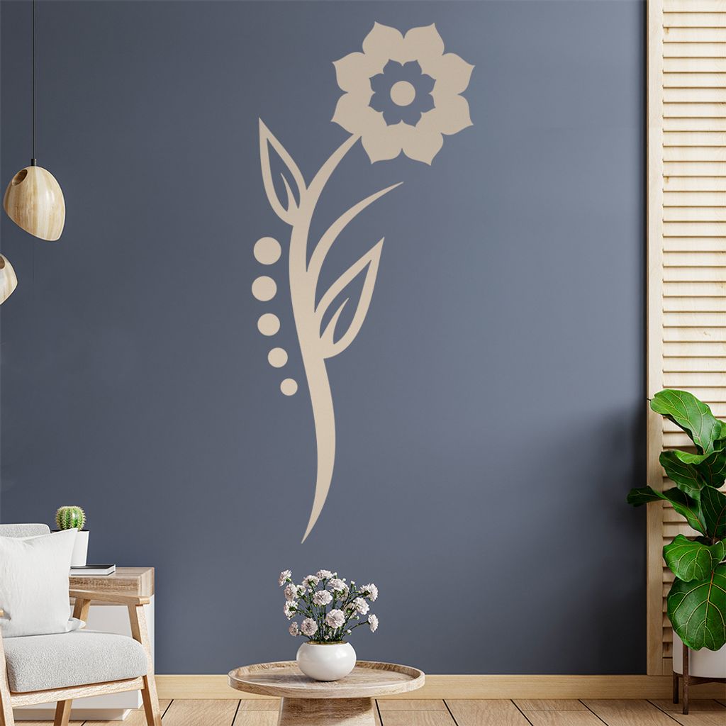 Blume - Linien Punkte Wandtattoo in 6 Größen - Wandaufkleber Wall Sticker - Dekoration, Küche, Wohnzimmer, Schlafzimmer, Badezimmer
