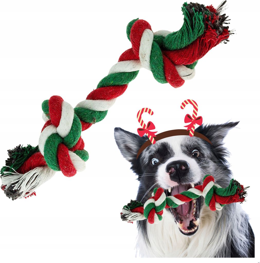 Zabawka dla psa świąteczna SZNUR PLECIONY gryzak szarpak na święta