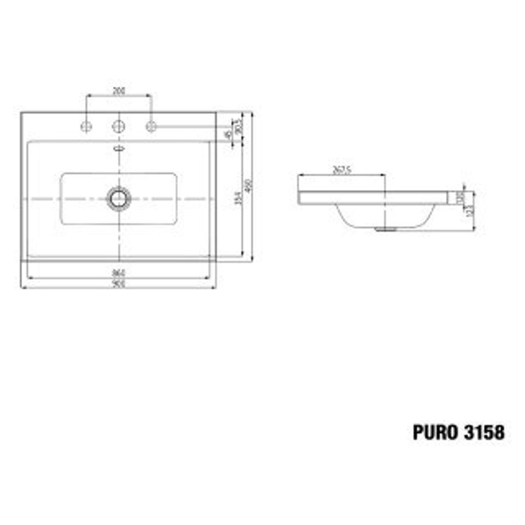 KALDEWEI 900807253001 Aufsatzwaschtisch PURO Mod.3158, 900