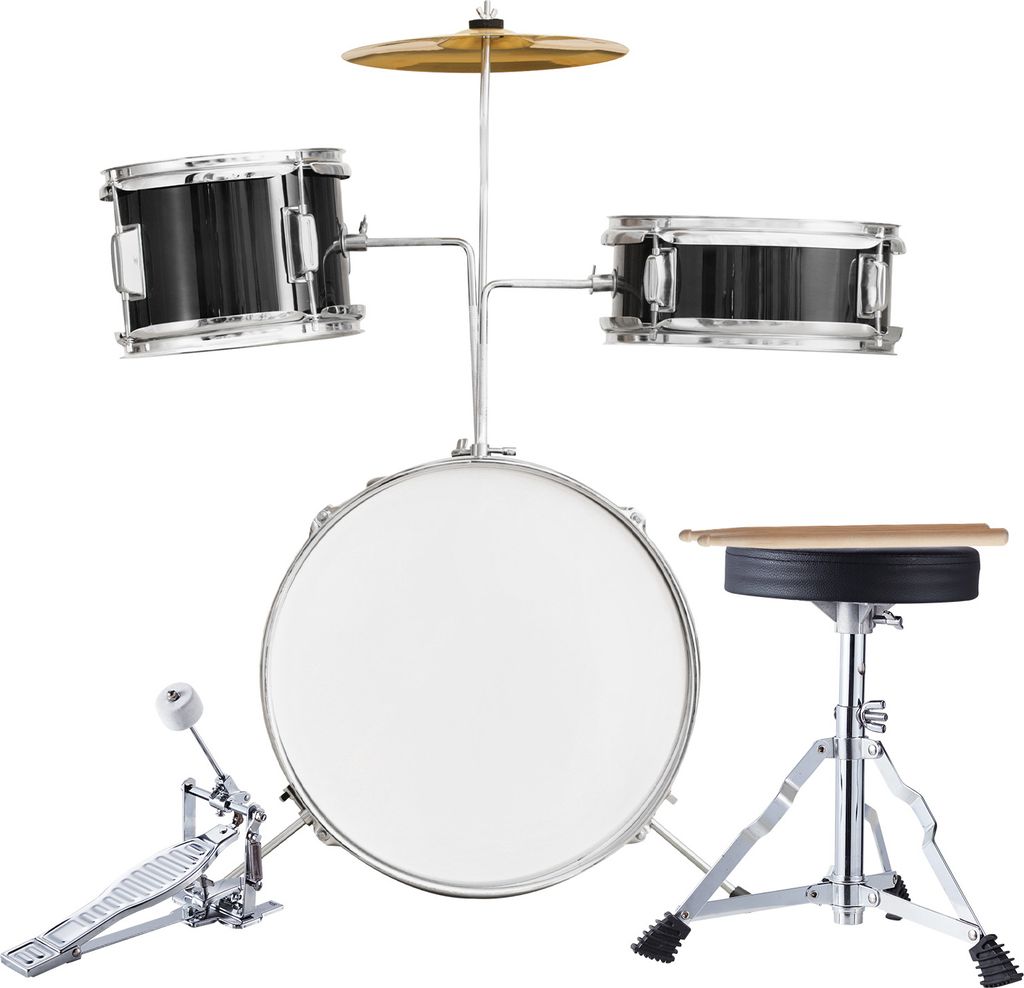 SucceBuy Kinder-Schlagzeugset, 3-teilig, 14" Anfänger-Schlagzeugset mit verstellbarem Sitz, Becken, Pedal, zwei Drumsticks, 8" Tom, 10" Snare, 14"...