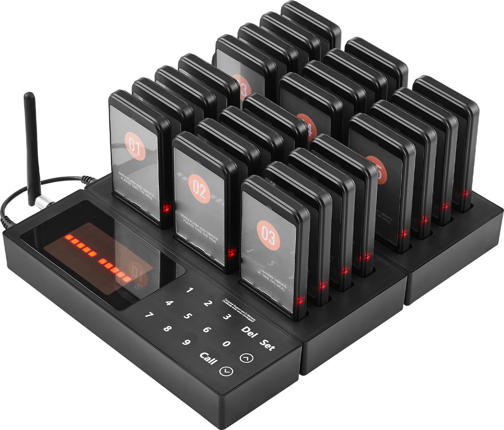 SucceBuy Restaurant-Pagersystem, kabelloses Warteschlangensignal mit 400 m Reichweite. Piepser zum Rufen von Gästen mit Vibration und Blinken. 24 ...