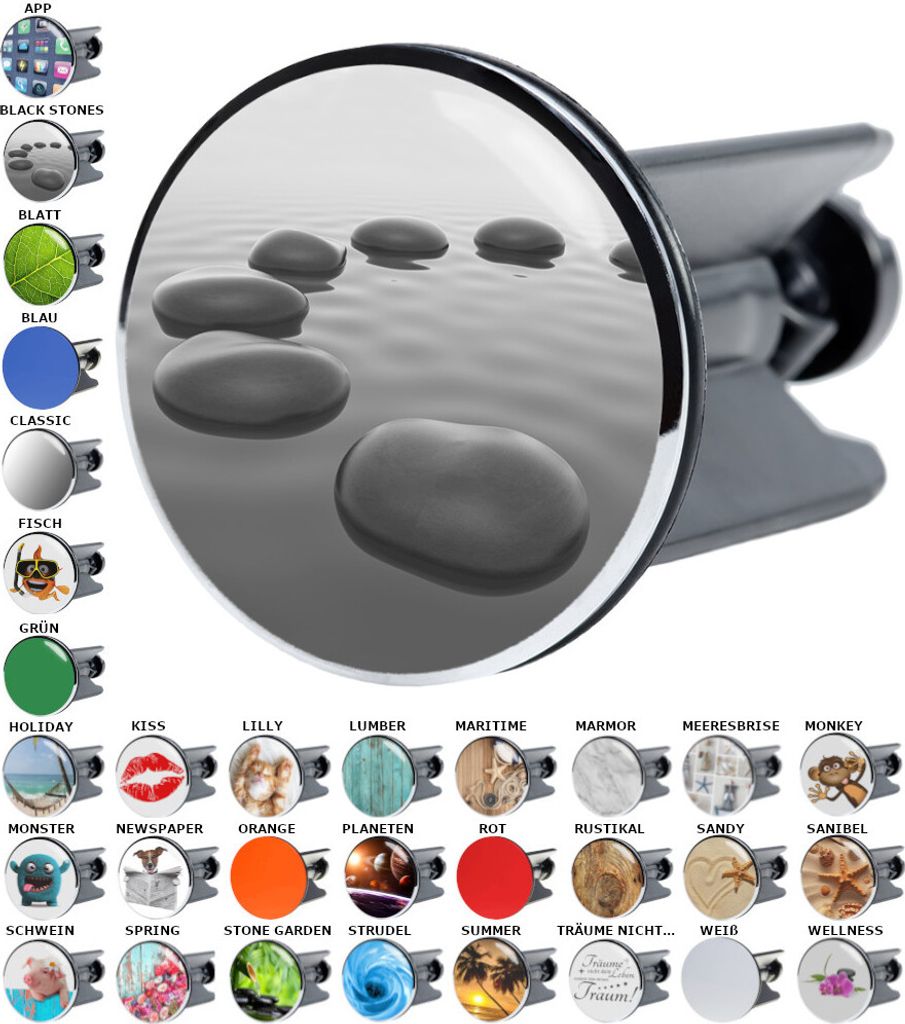 SANILO® Waschbeckenstöpsel, Black Stones Produktbild 