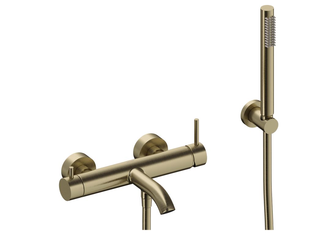 SANYCCES LOOP Einhebel Wannen & Brausebatterie mit Brausehalter, Handbrause & Brauseschlauch gold gebürstet