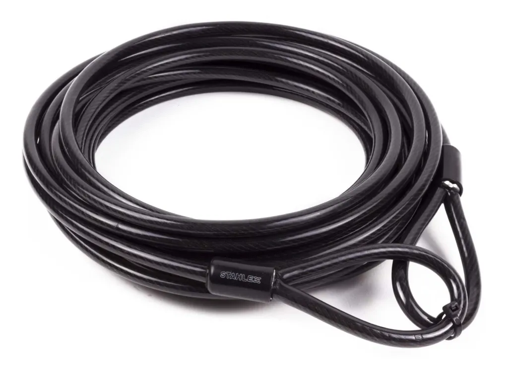 Câble Acier 10m Double Boucle Haute Résistance avec Gaine de Protection