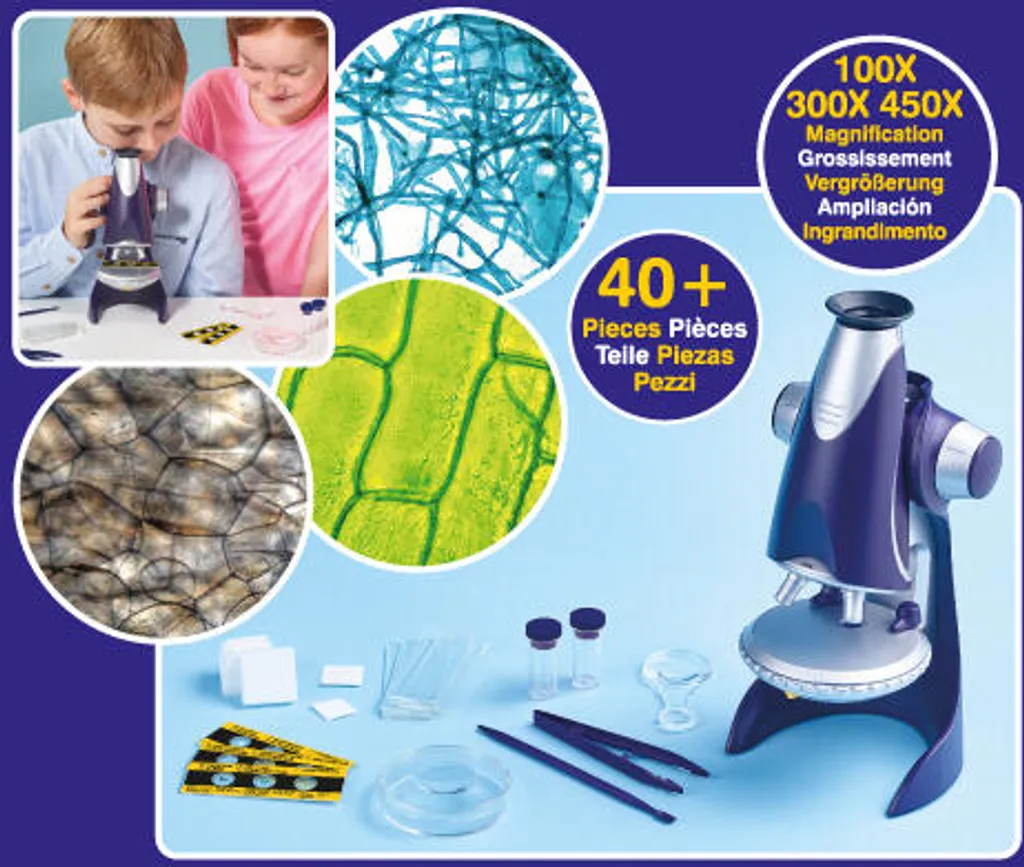 Microscope 450X haute définition avec éclairage LED et pack 40 éléments - 10